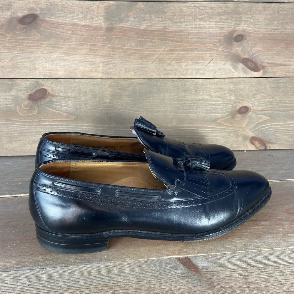Johnston Murphy aristocraft Mens size 10.5 shoes black leather slip on loafers